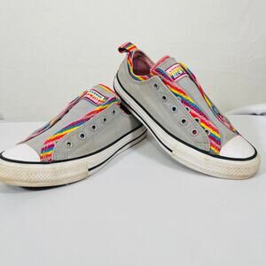 Converse All Star Girls Shoes Size 4 Rainbow Stripe Pull On Low Top Laceless